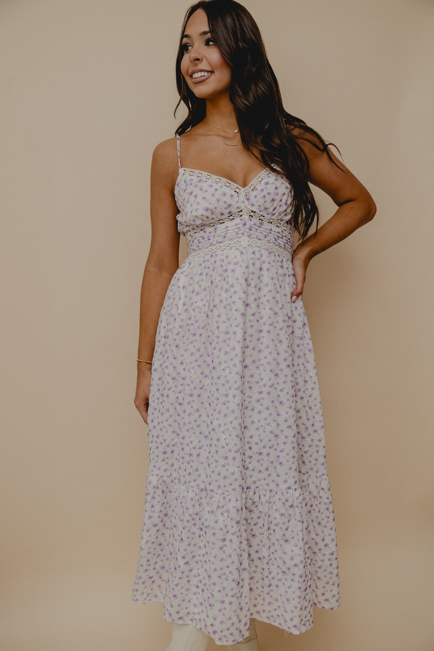 Rose All Day Floral Eyelet Midi Cream