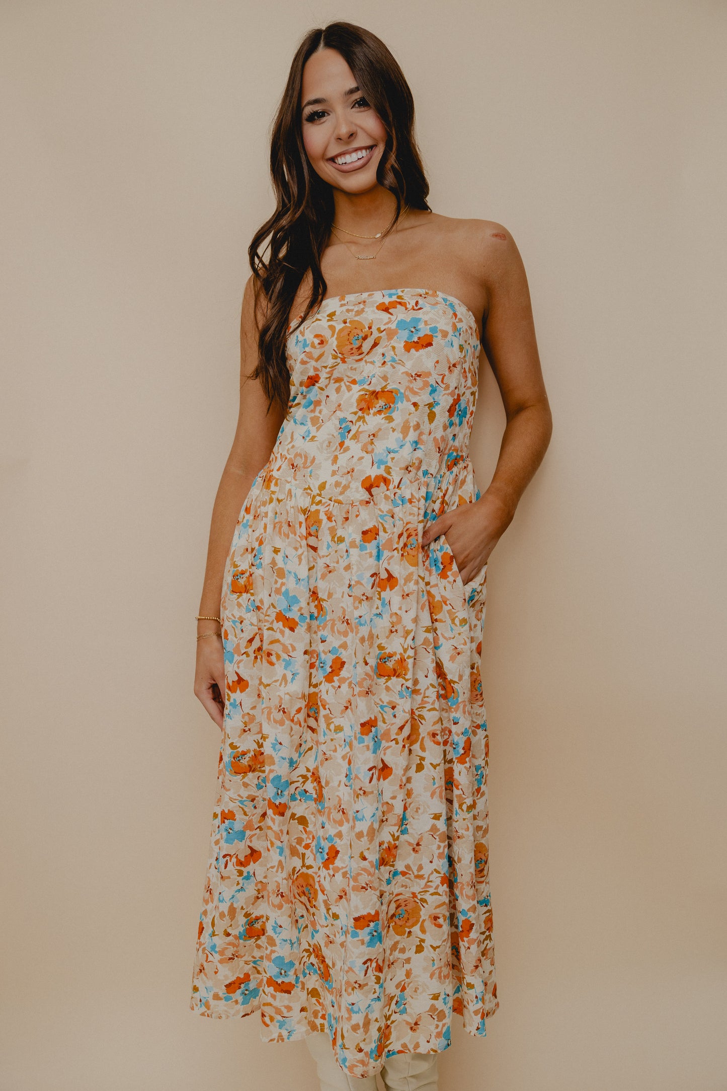 Sonoma Floral Strapless Midi Dress Multi