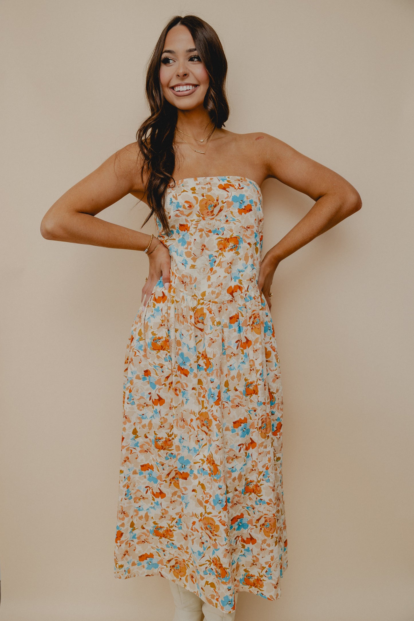 Sonoma Floral Strapless Midi Dress Multi