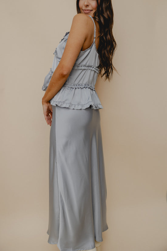 El Sol Maxi Skirt Dusty Blue