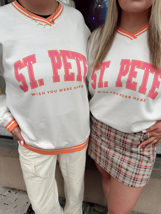 St. Pete Varsity Pullover White Sherbert