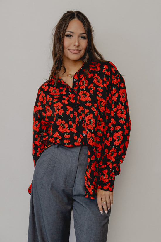 Emerging Love Floral Blouse Red/Black