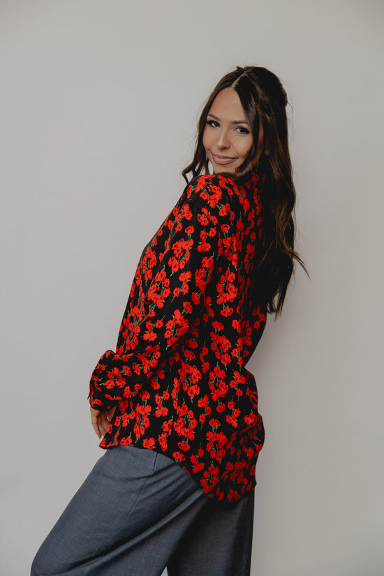 Emerging Love Floral Blouse Red/Black