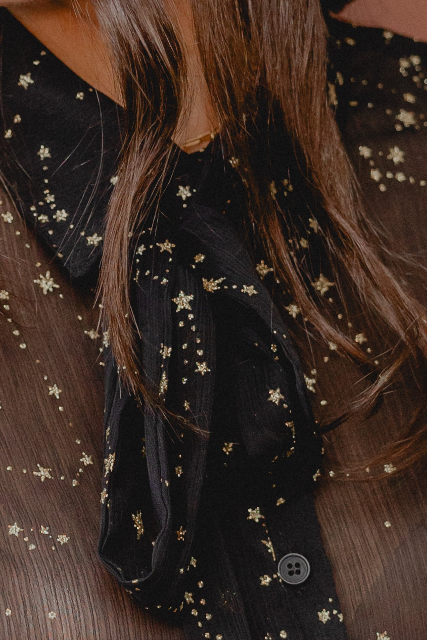 Brightest Star Neck Tie Blouse Black