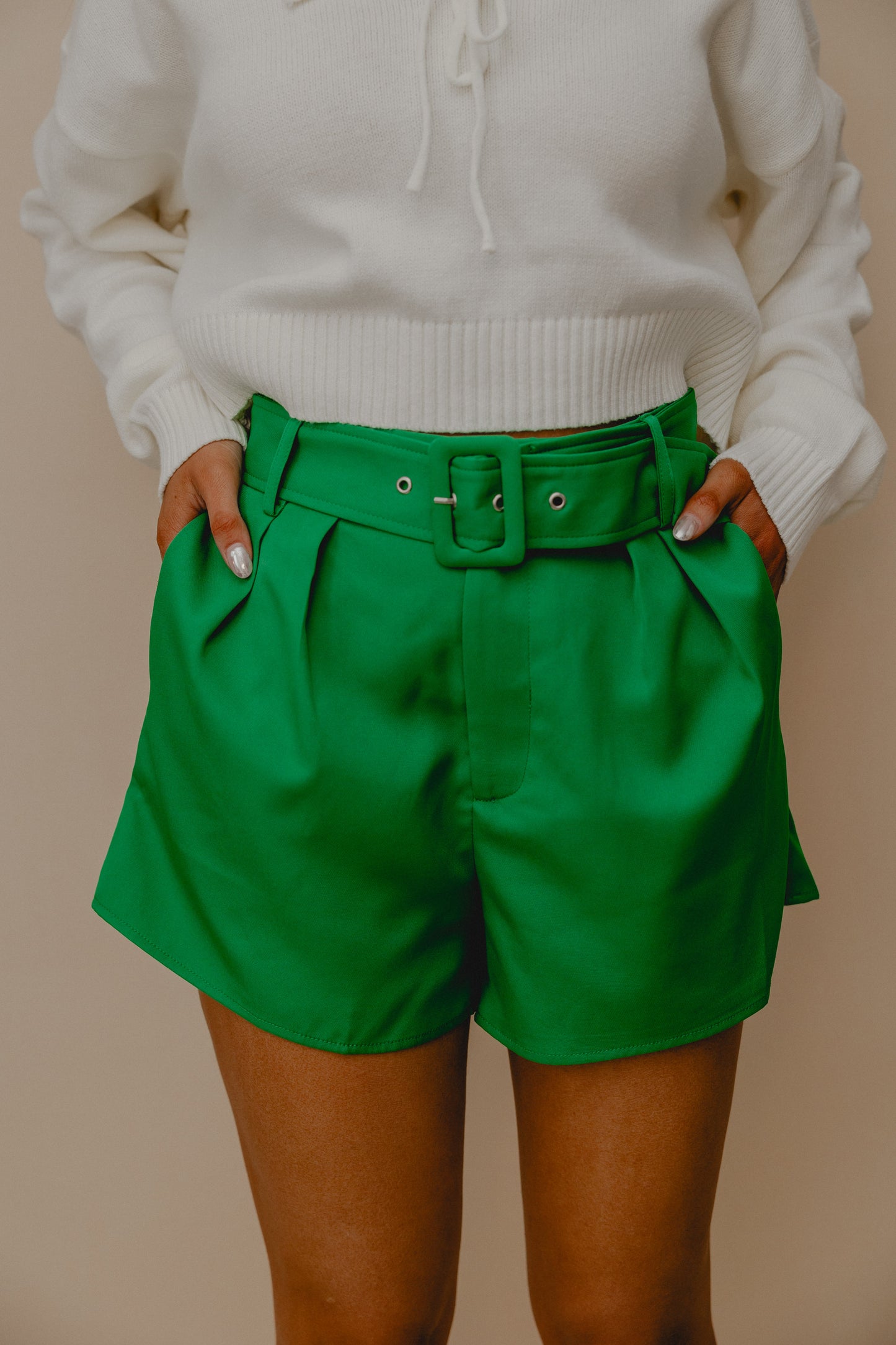 Prize Winner Belted Shorts Green