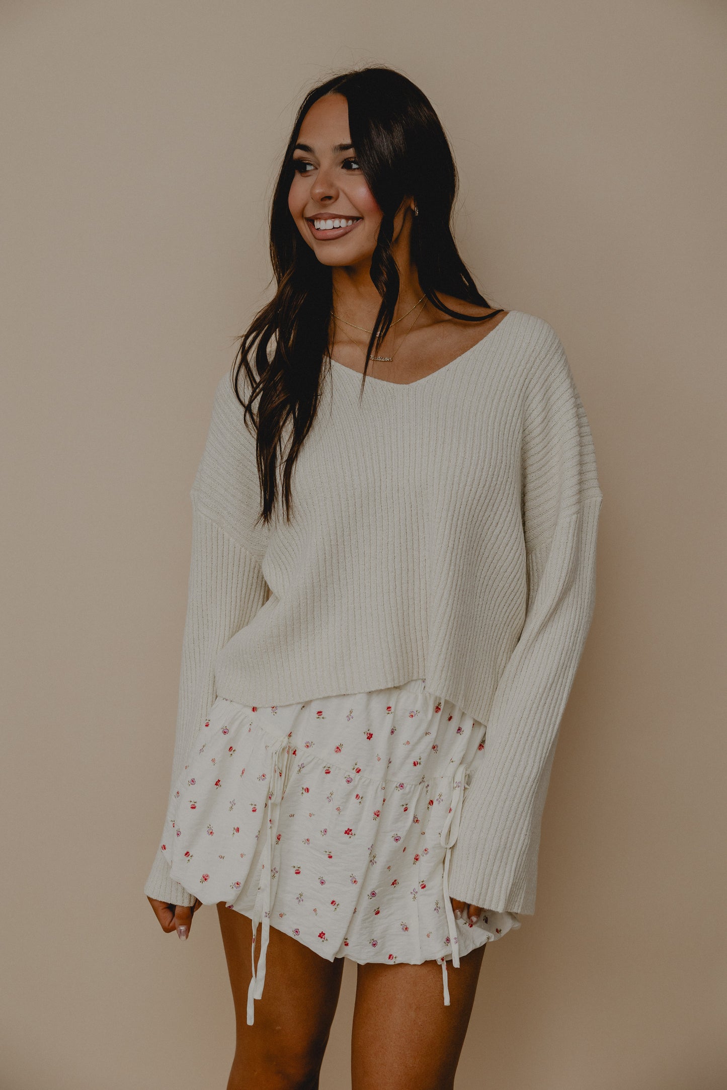 Julia Vee Neck Sweater Ivory