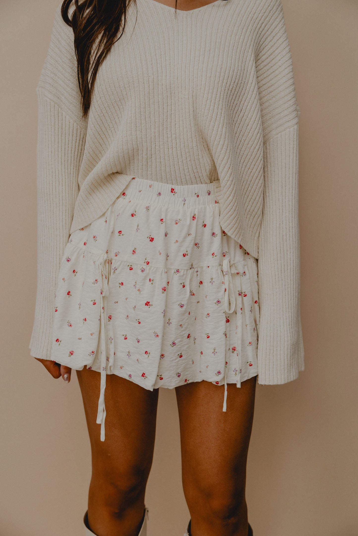 Everything Nice Floral Skirt Ivory