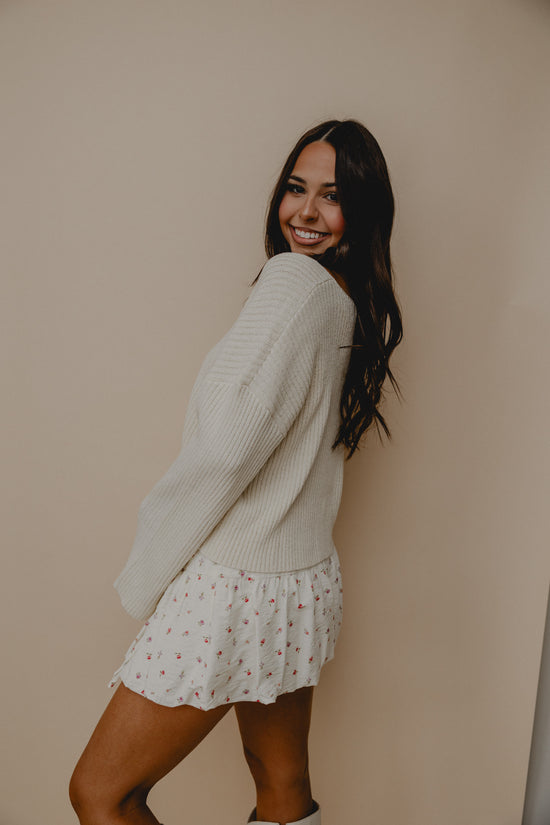 Everything Nice Floral Skirt Ivory