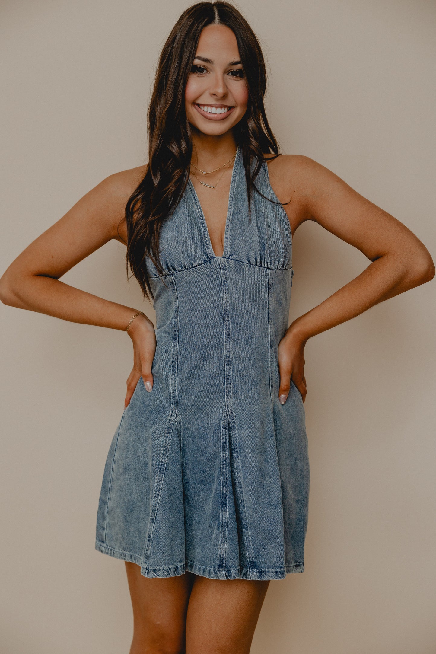 Sashay My Way Halter Dress Denim