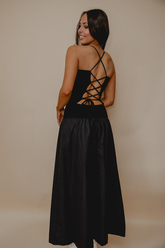 Les Fleurs Tie Back Maxi Black