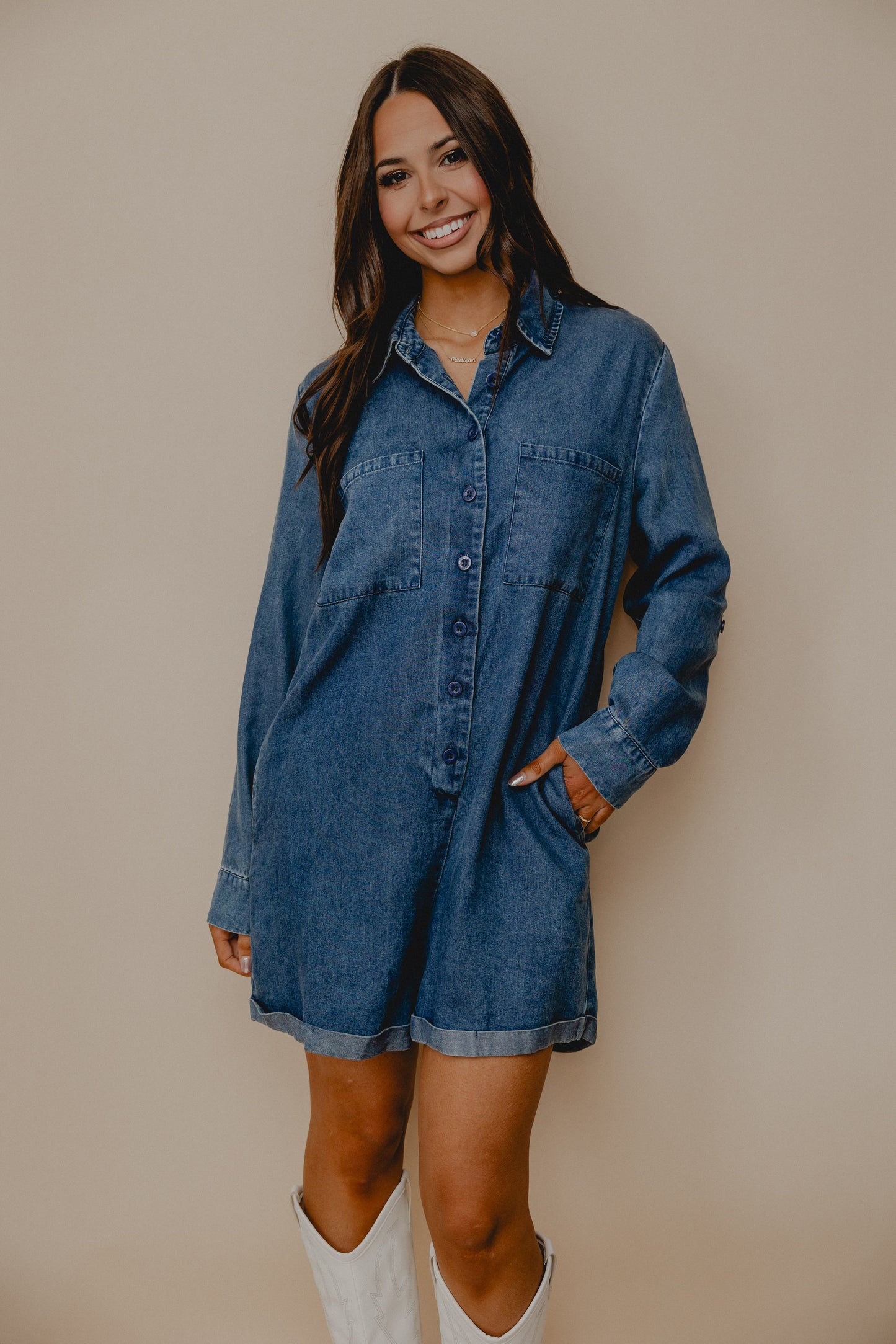 Halley's Comet Romper Chambray