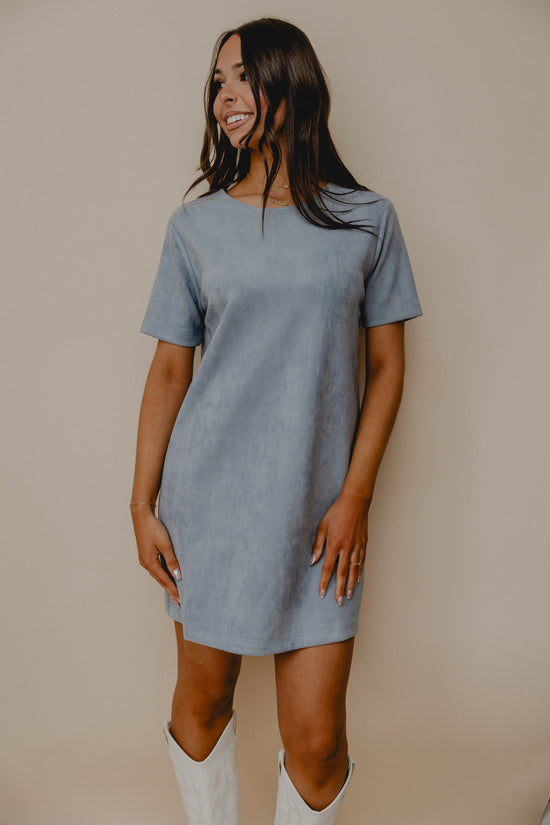 Align Faux Suede Shift Dress Blue