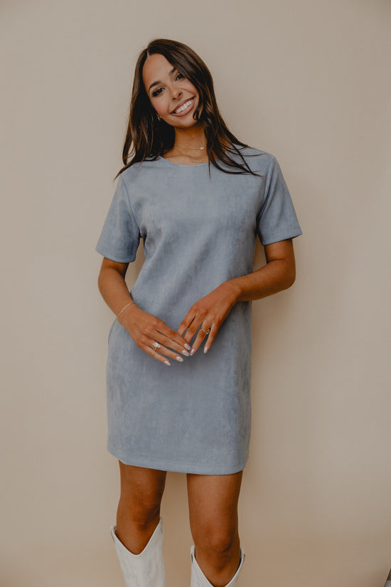 Align Faux Suede Shift Dress Blue