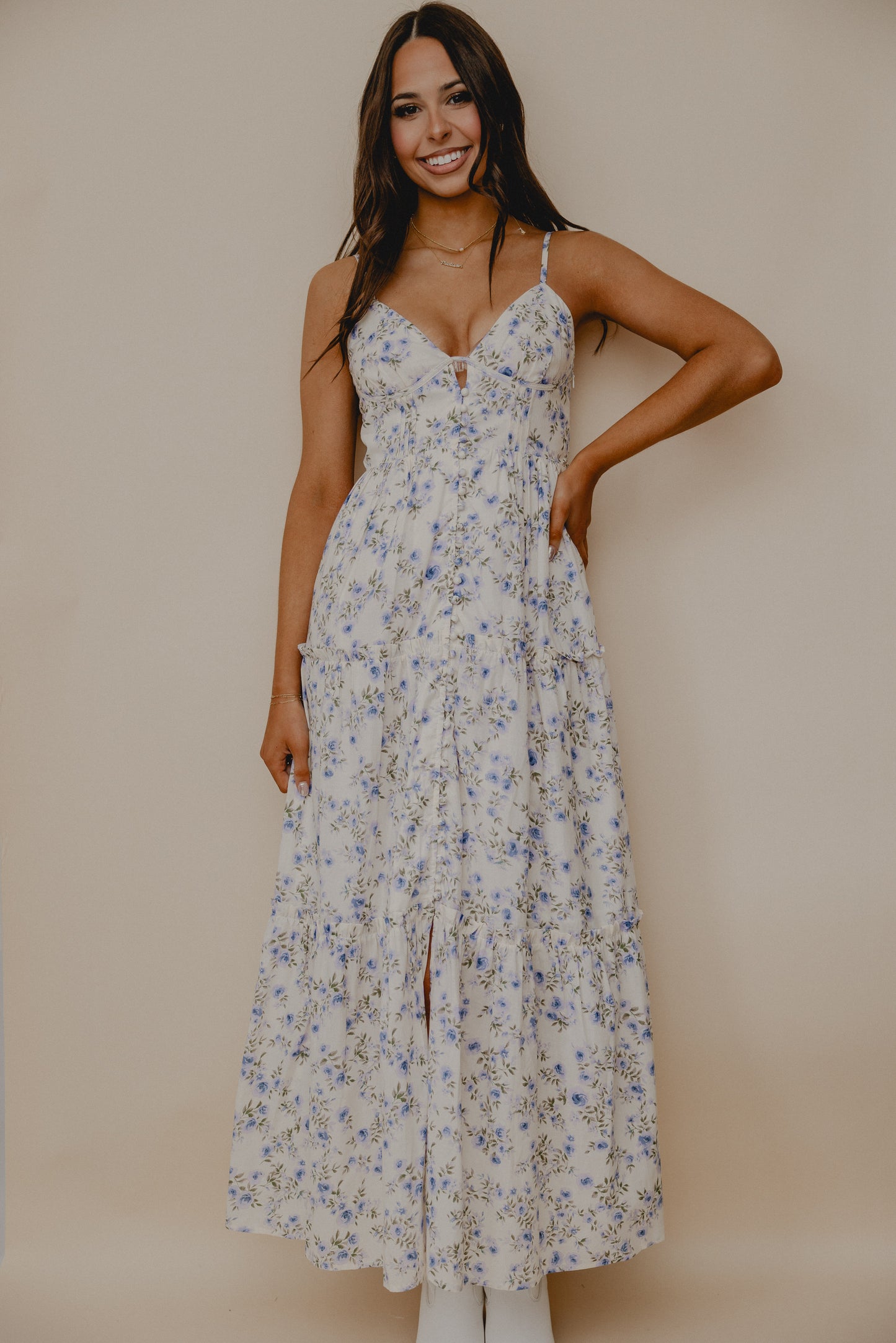 Endless Summer Floral Midi Dress Cream/Lilac