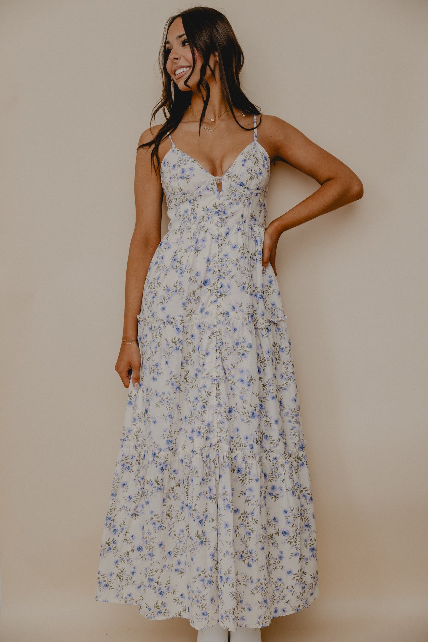 Endless Summer Floral Midi Dress Cream/Lilac