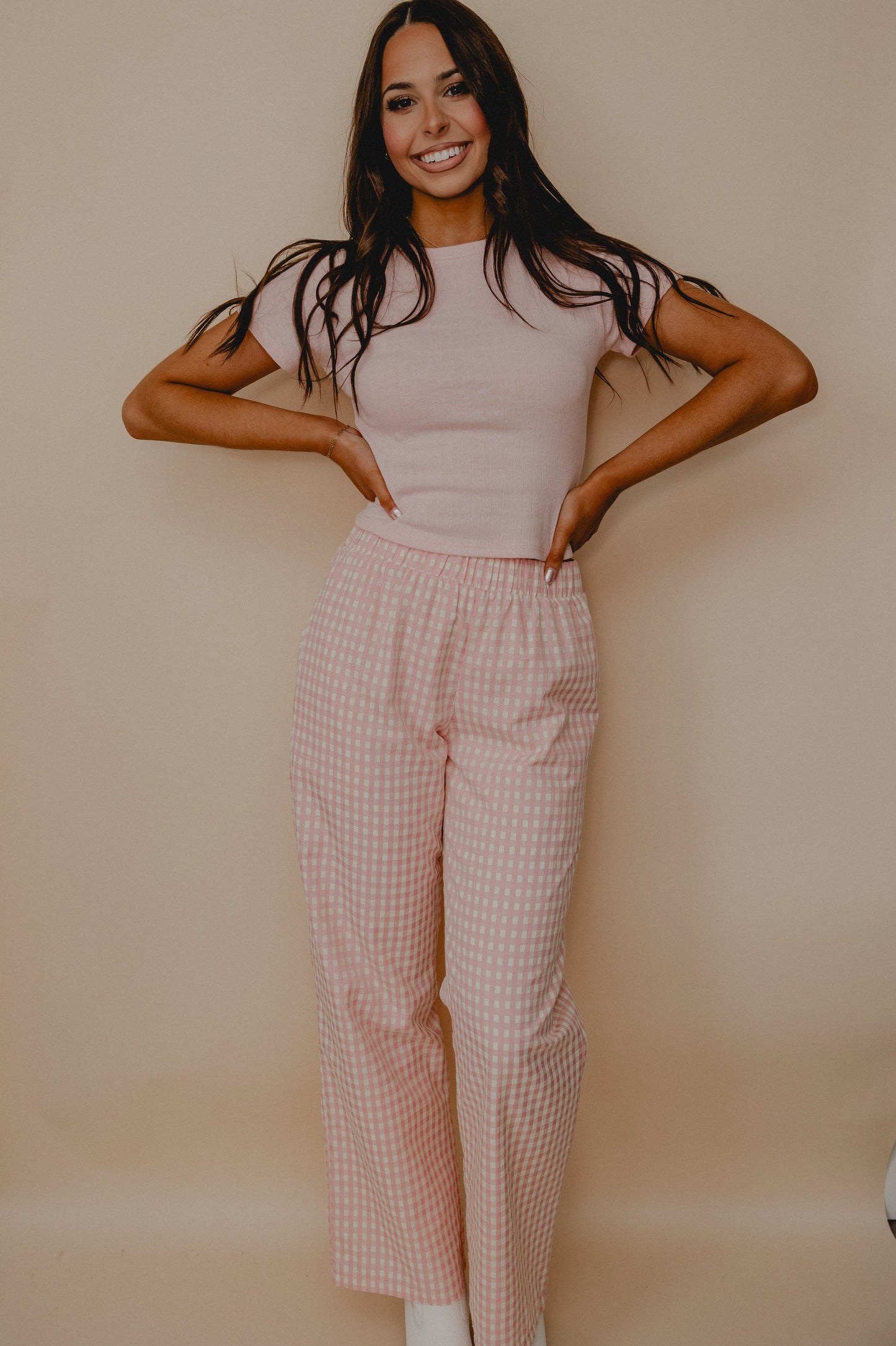 Last Call Gingham Pants Pink