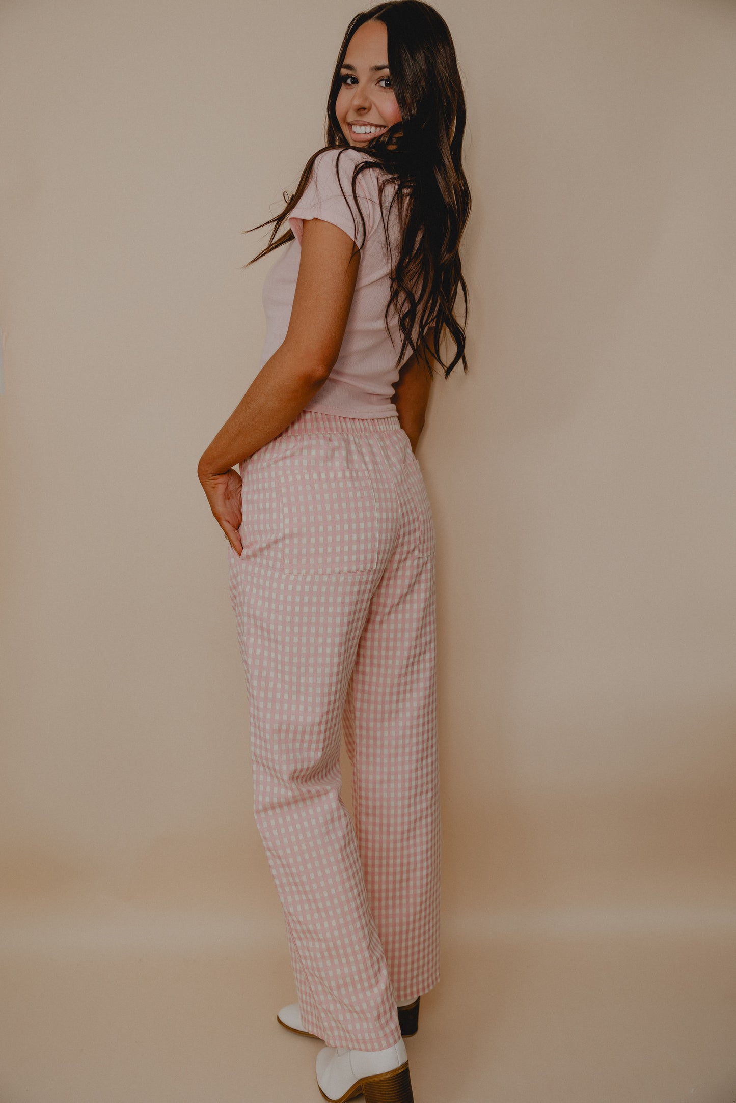 Last Call Gingham Pants Pink