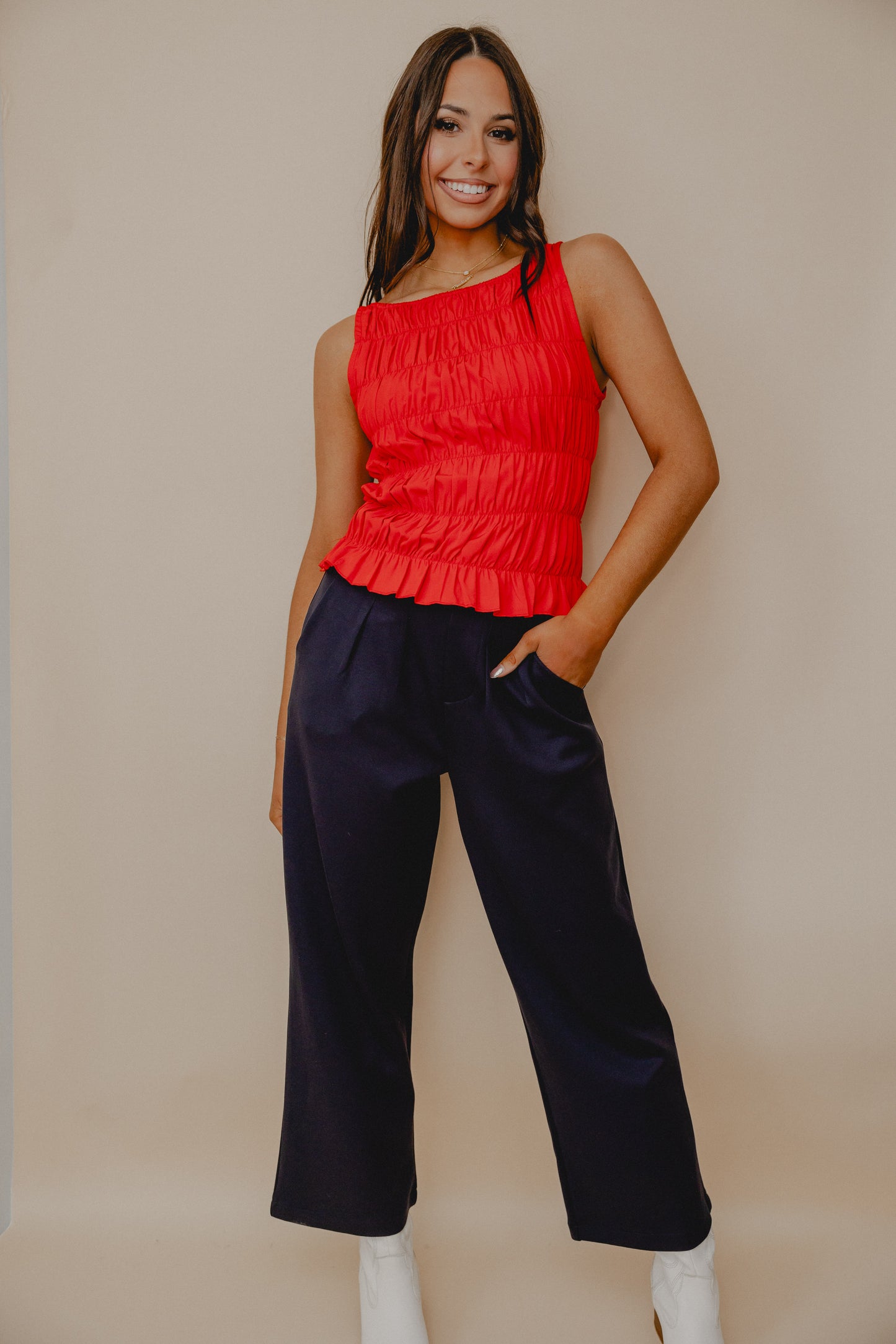 Innocence Front Pleat Pants Navy