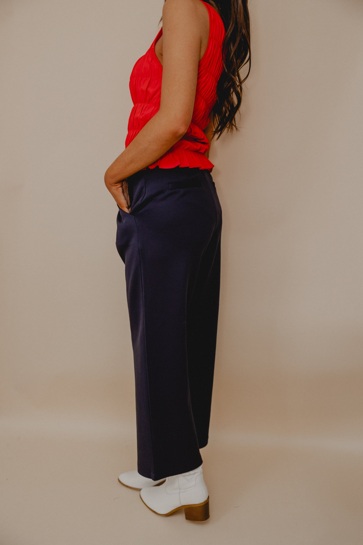 Innocence Front Pleat Pants Navy