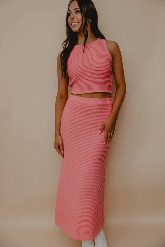 French Bliss Ribbed Skirt Pink