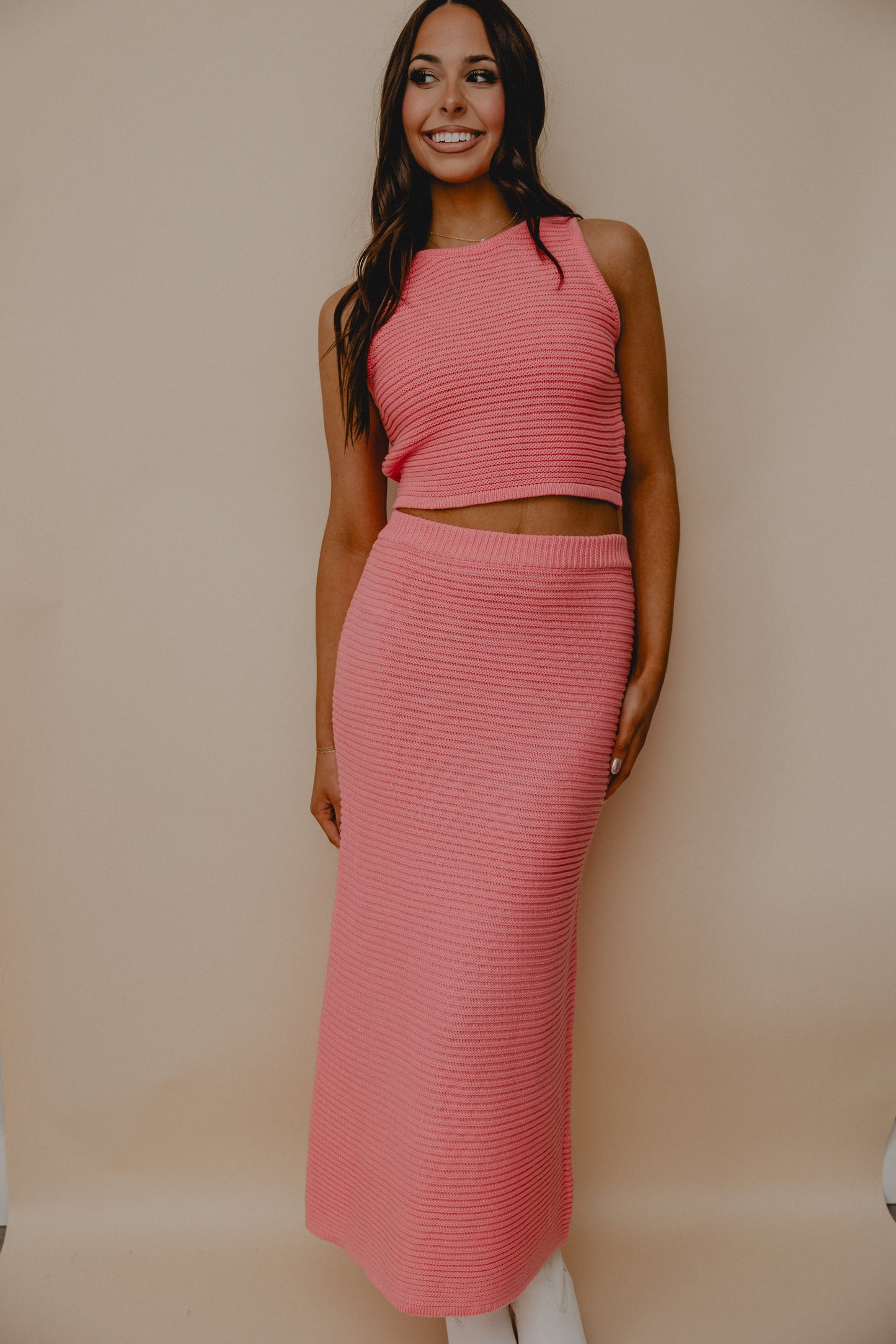 French Bliss Ribbed Skirt Pink