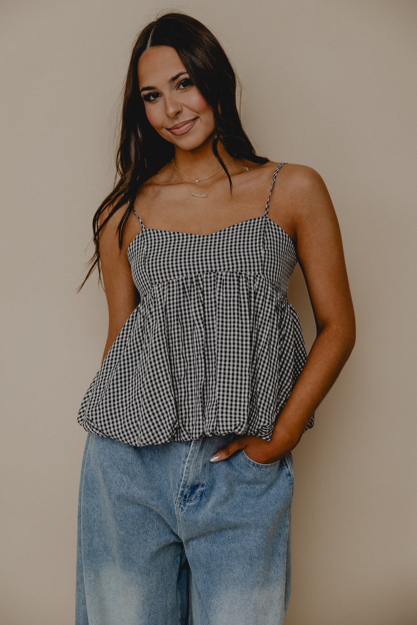 Quintessential Gingham Tank Black