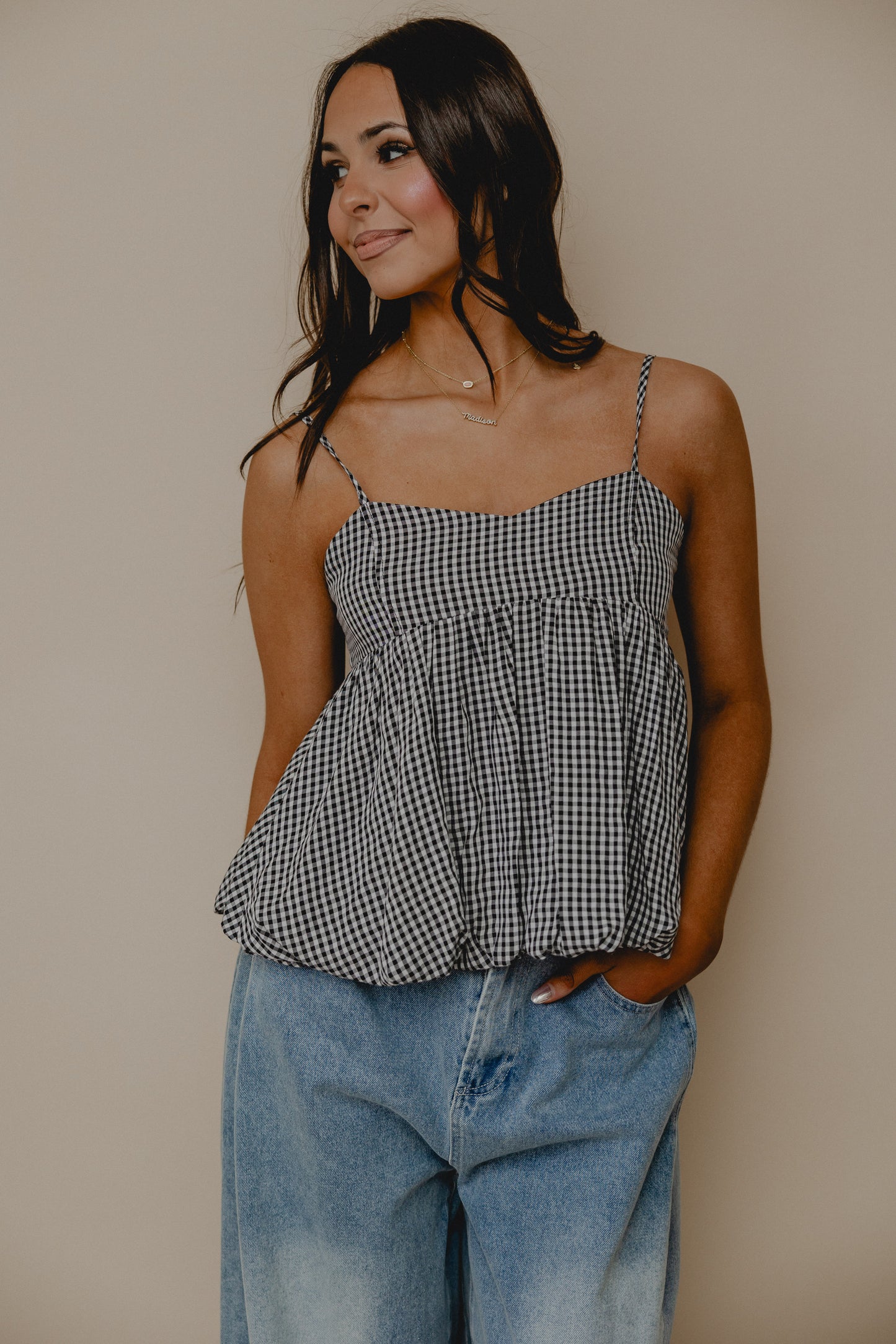 Quintessential Gingham Tank Black