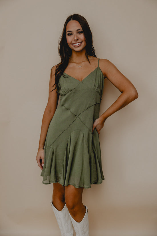 Real Charm Ruffle Dress Olive