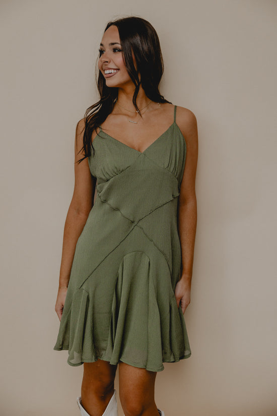 Real Charm Ruffle Dress Olive