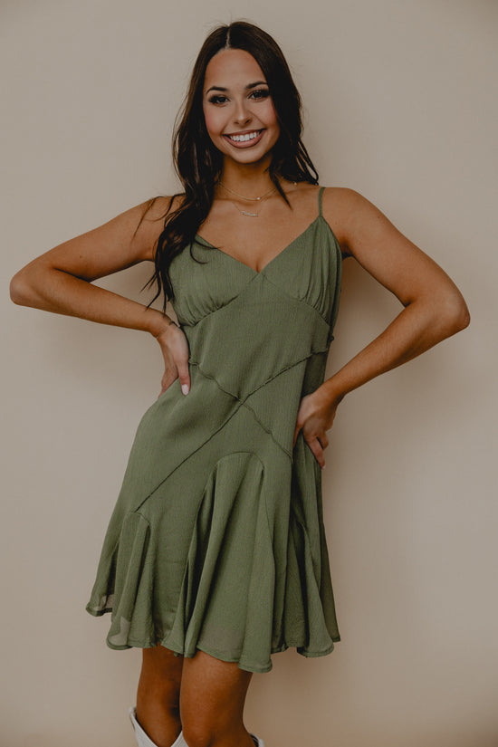 Real Charm Ruffle Dress Olive