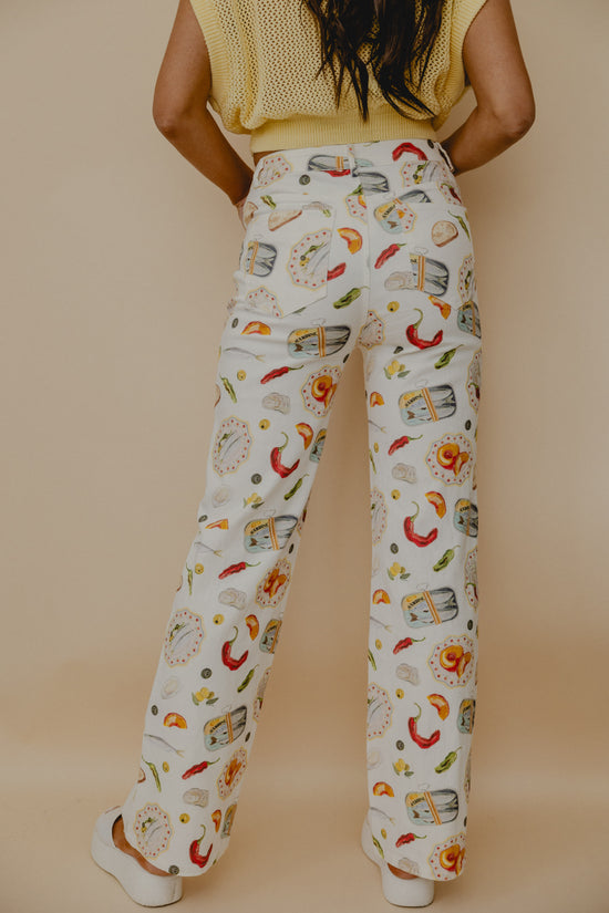 Dinner Party Print Pants Cream