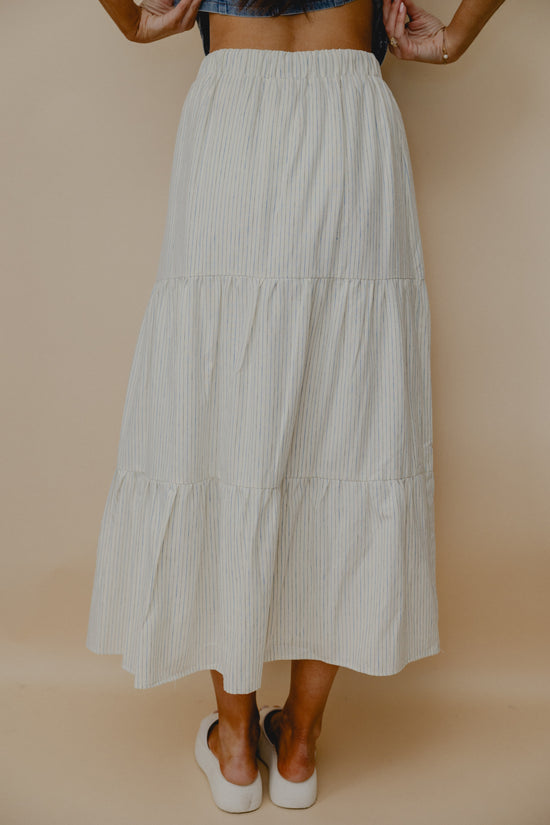 Unlocked Stripe Maxi Skirt White/Blue