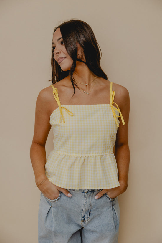 New Classics Gingham Babydoll Tank Yellow