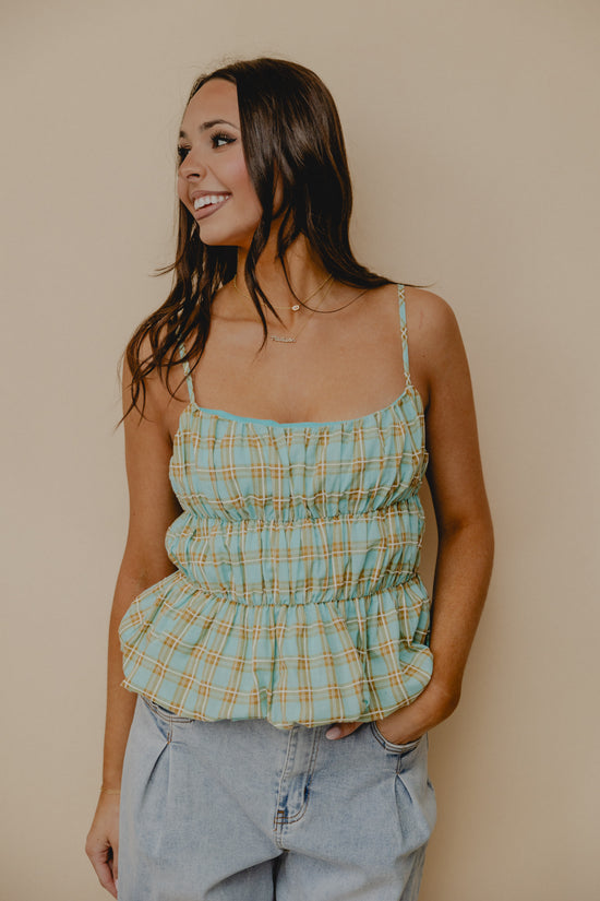 My Point Exactly Gingham Tank Teal